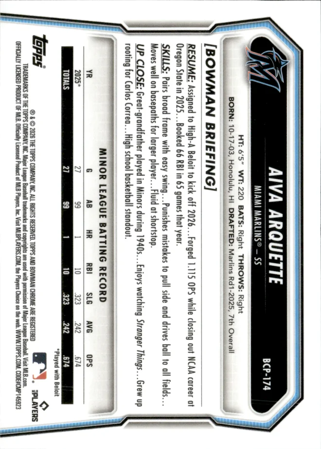 Aiva Arquette card back