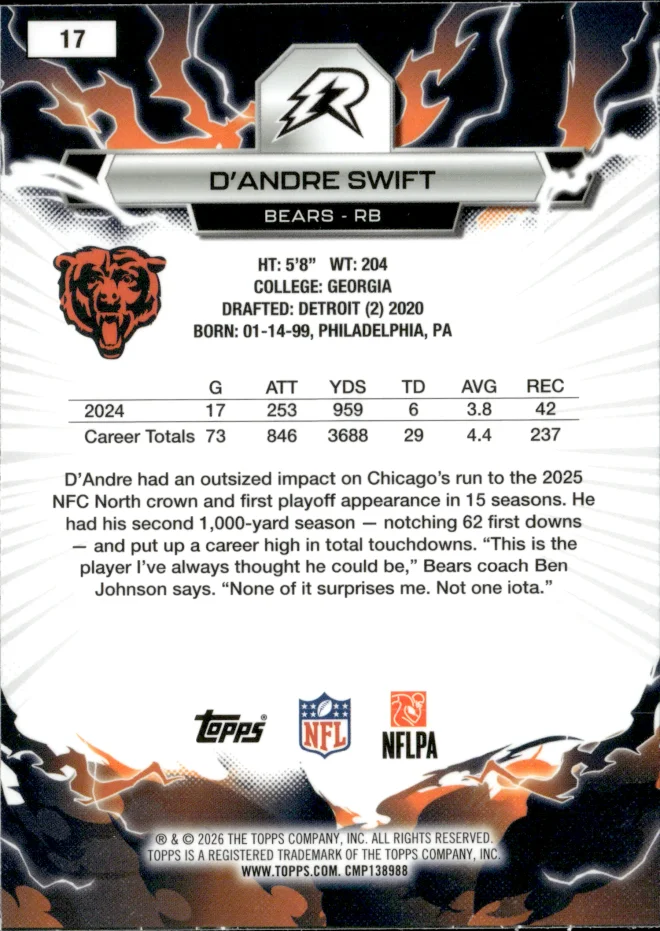 D'Andre Swift card back