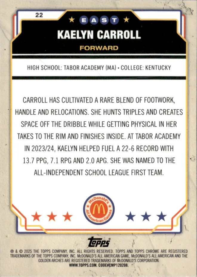 Kaelyn Carroll card back
