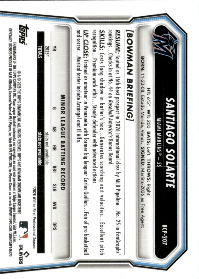Santiago Solarte card back