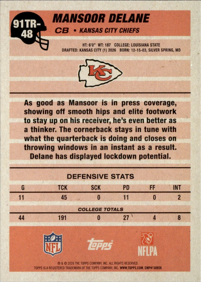 Mansoor Delane card back