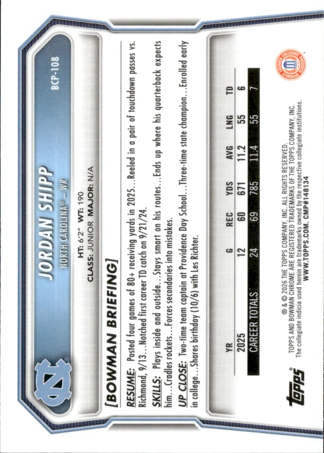 Jordan Shipp card back