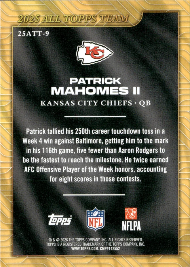 Patrick Mahomes II card back