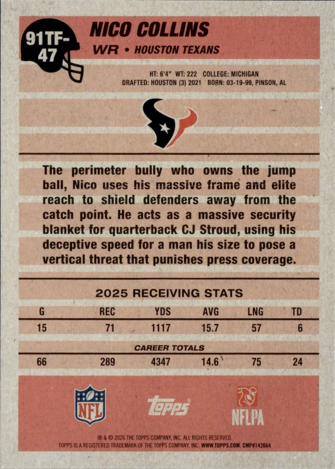 Nico Collins card back
