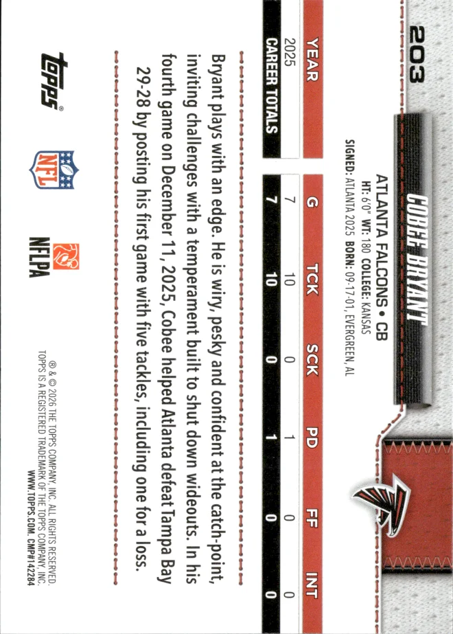 Cobee Bryant card back