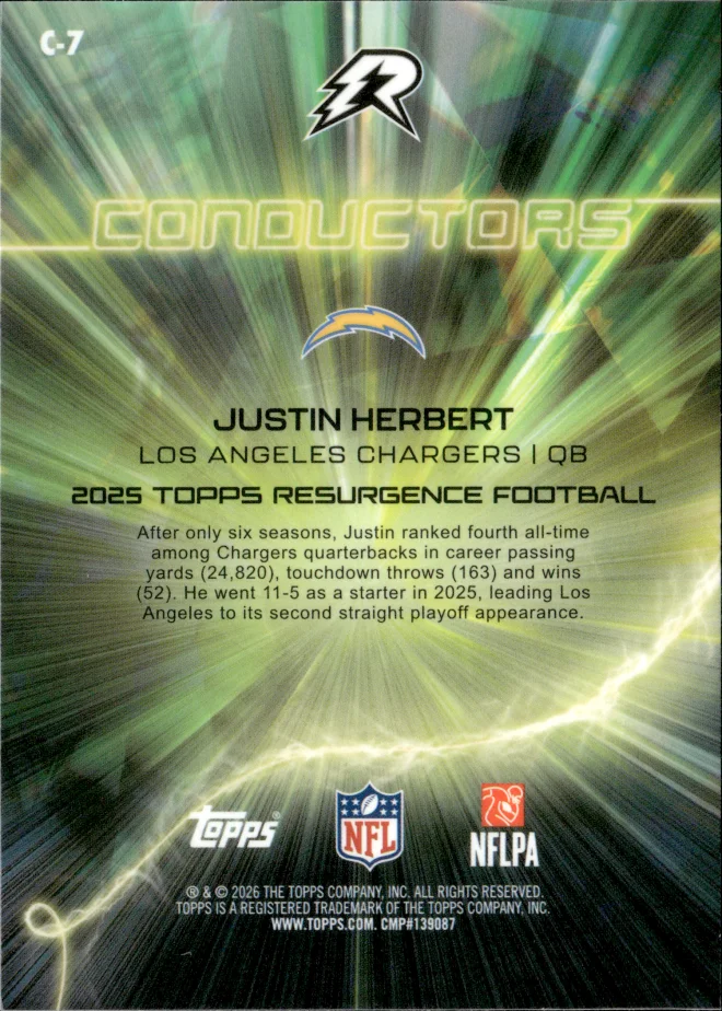 Justin Herbert card back