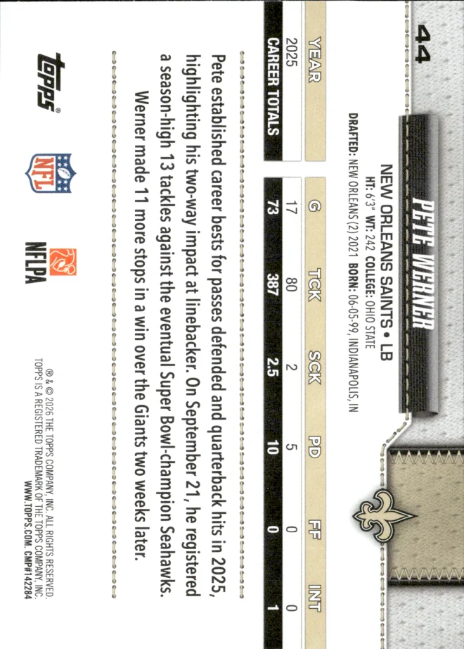 Pete Werner card back