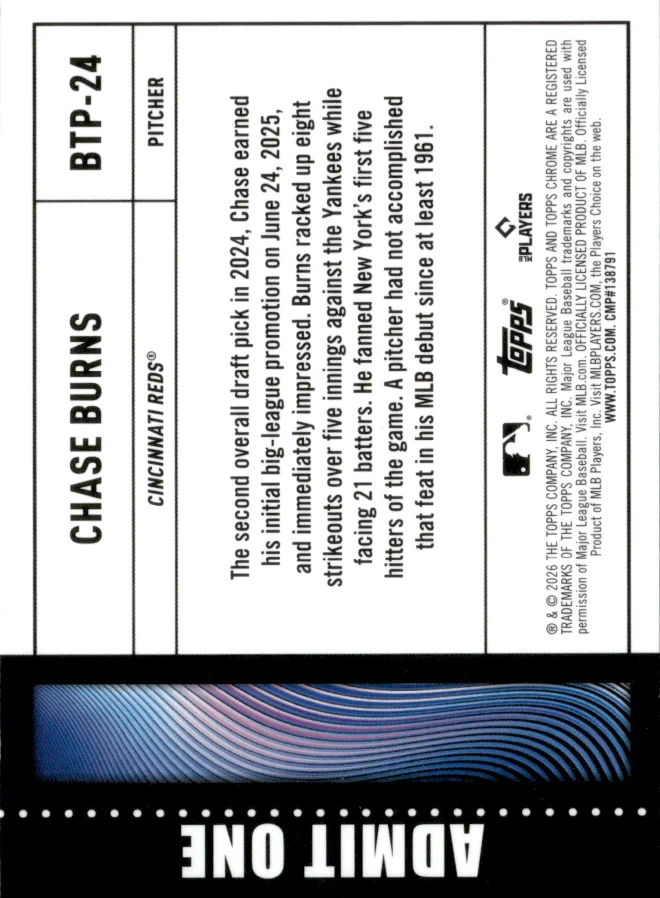 Chase Burns card back