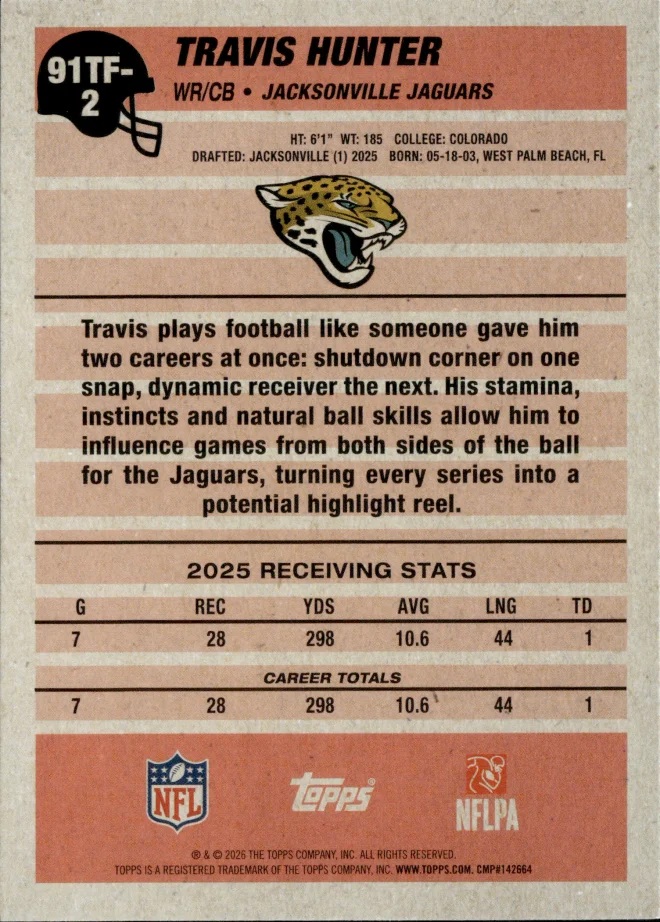 Travis Hunter card back