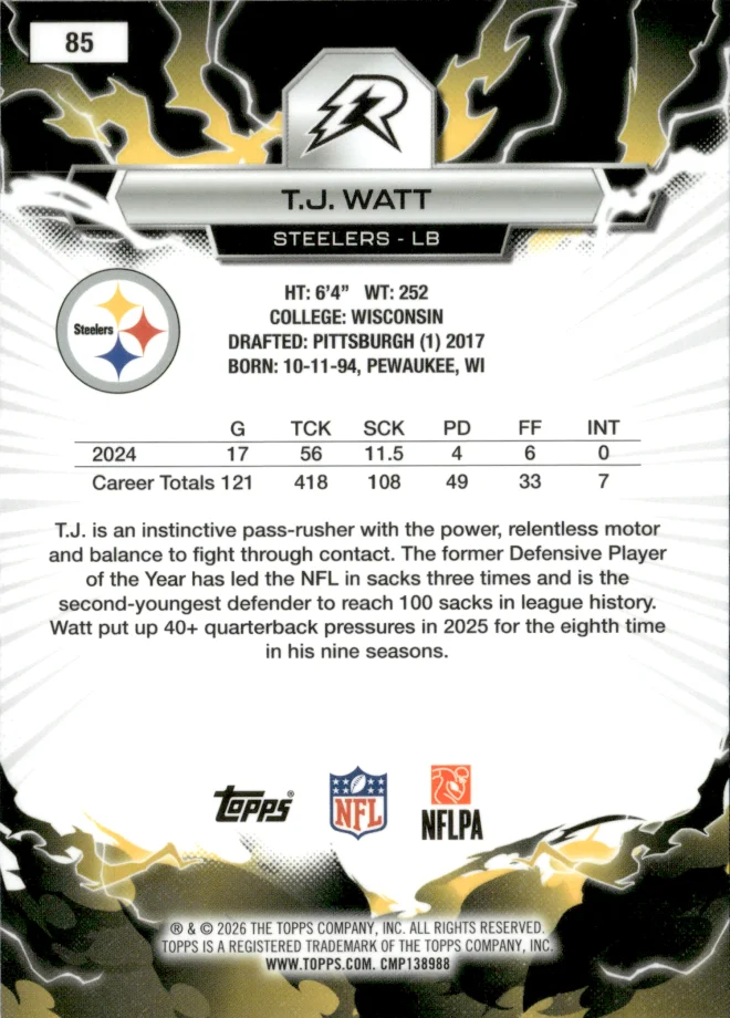 T.J. Watt card back