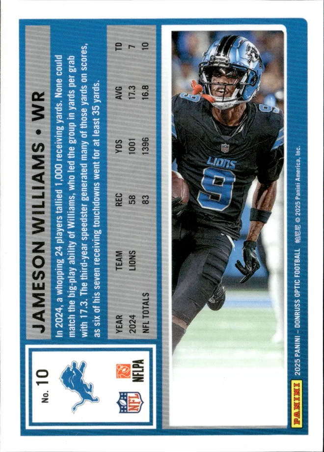 Jameson Williams card back