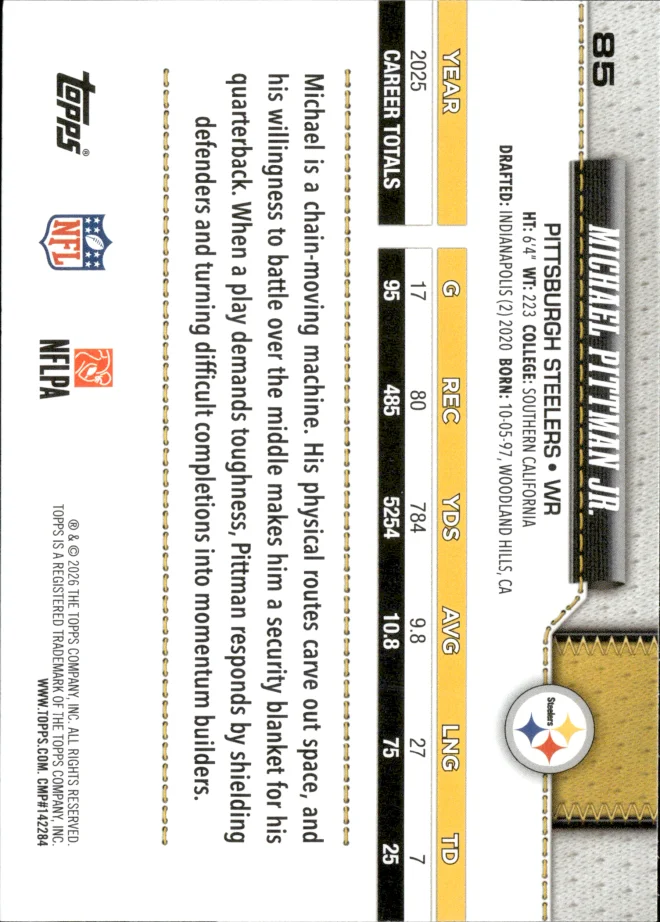 Michael Pittman Jr. card back