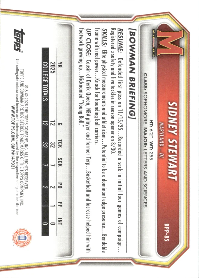 Sidney Stewart card back