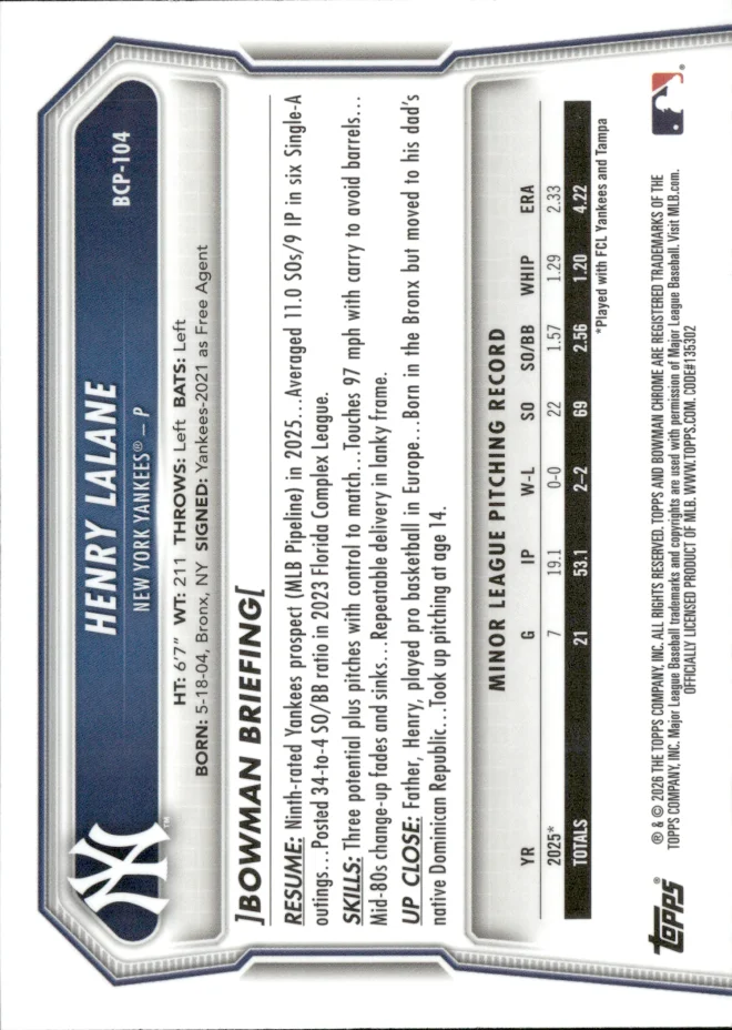 Henry Lalane card back