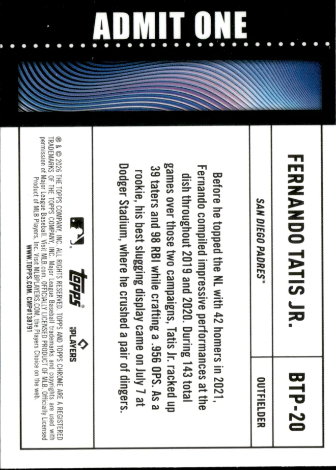 Fernando Tatis Jr. card back