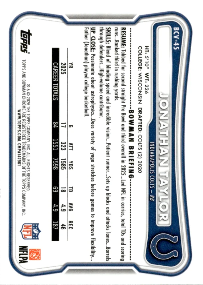 Jonathan Taylor card back