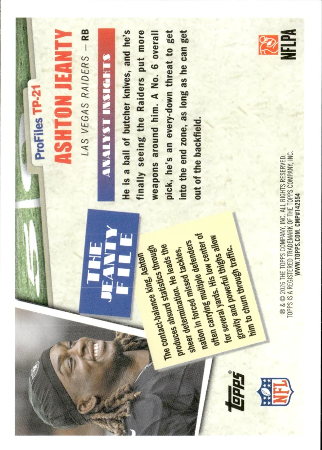 Ashton Jeanty card back