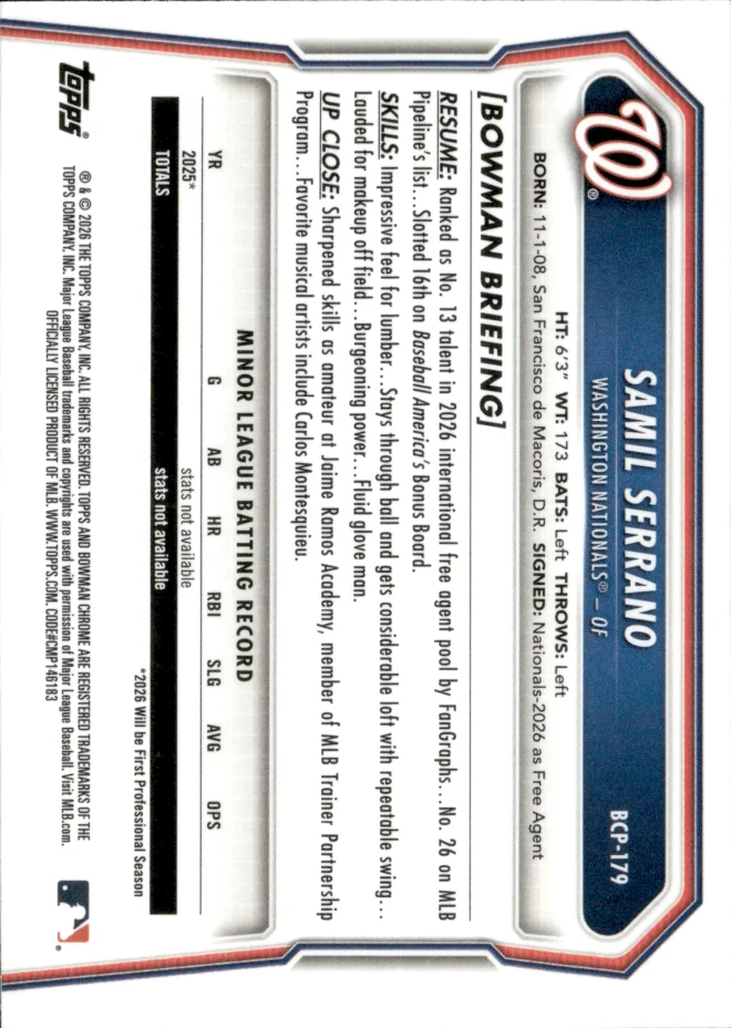 Samil Serrano card back