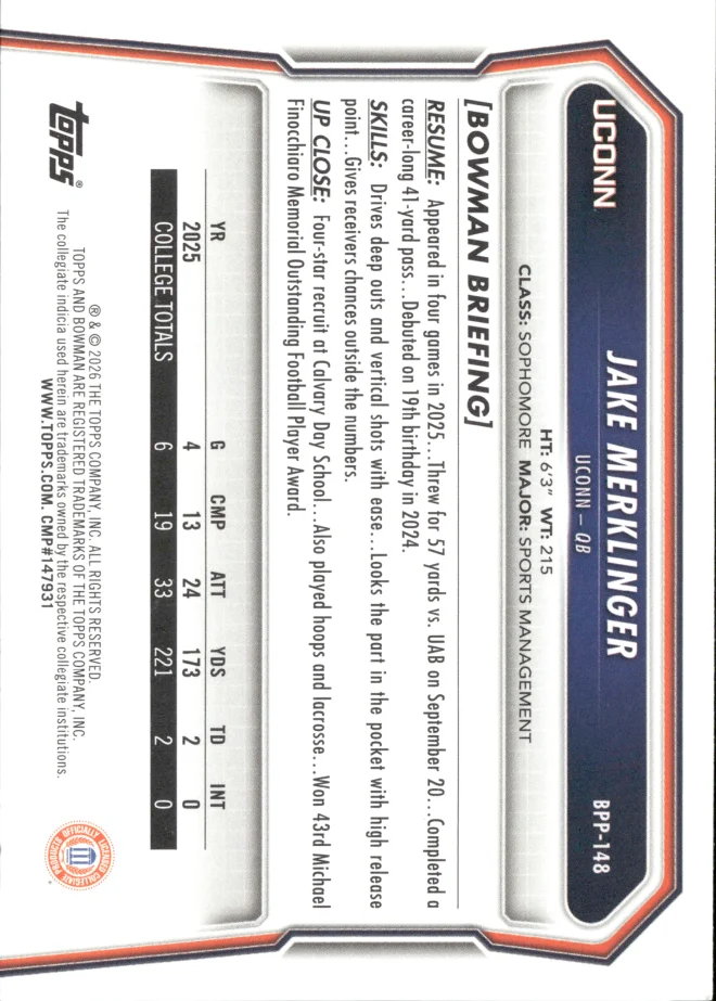 Jake Merklinger card back