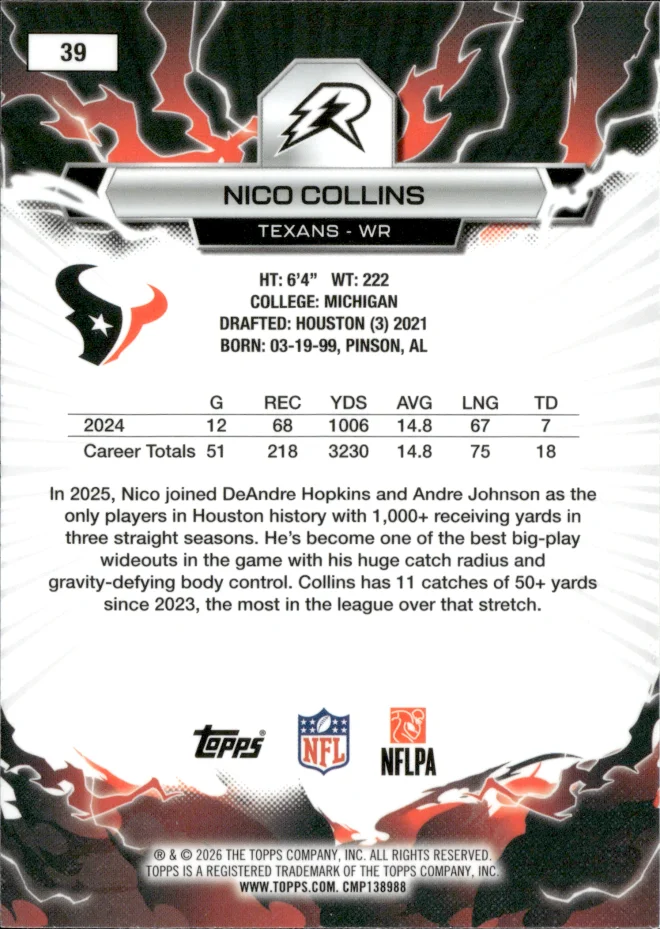 Nico Collins card back