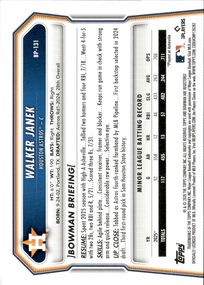 Walker Janek card back