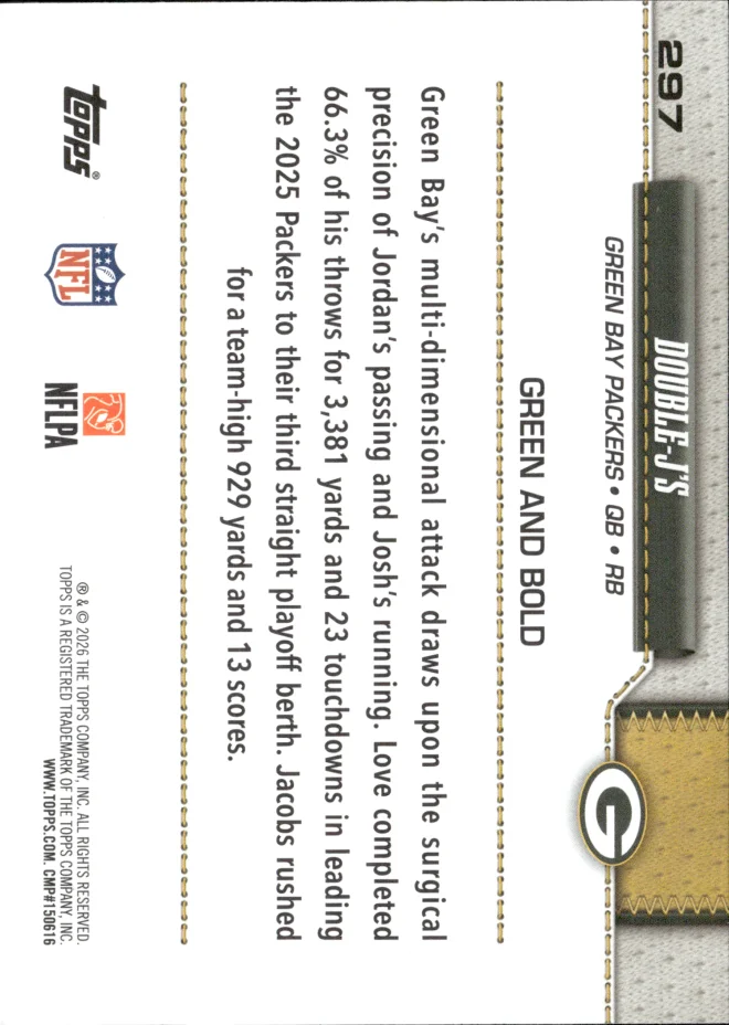 Jordan Love / Josh Jacobs card back