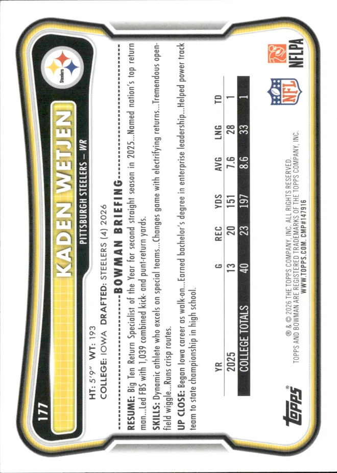 Kaden Wetjen card back