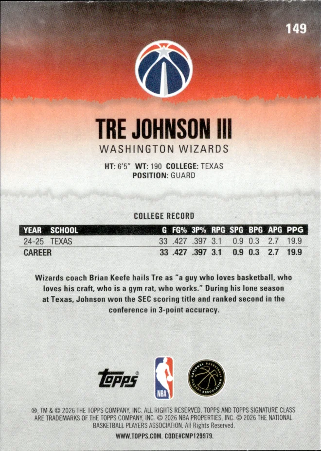 Tre Johnson III card back