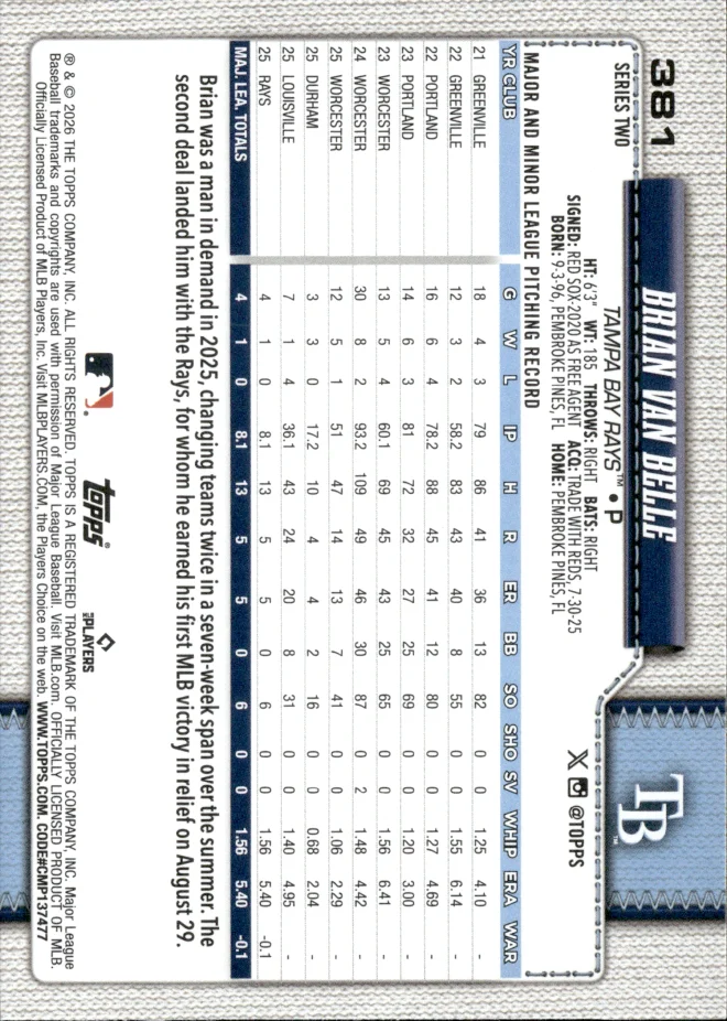 Brian Van Belle card back
