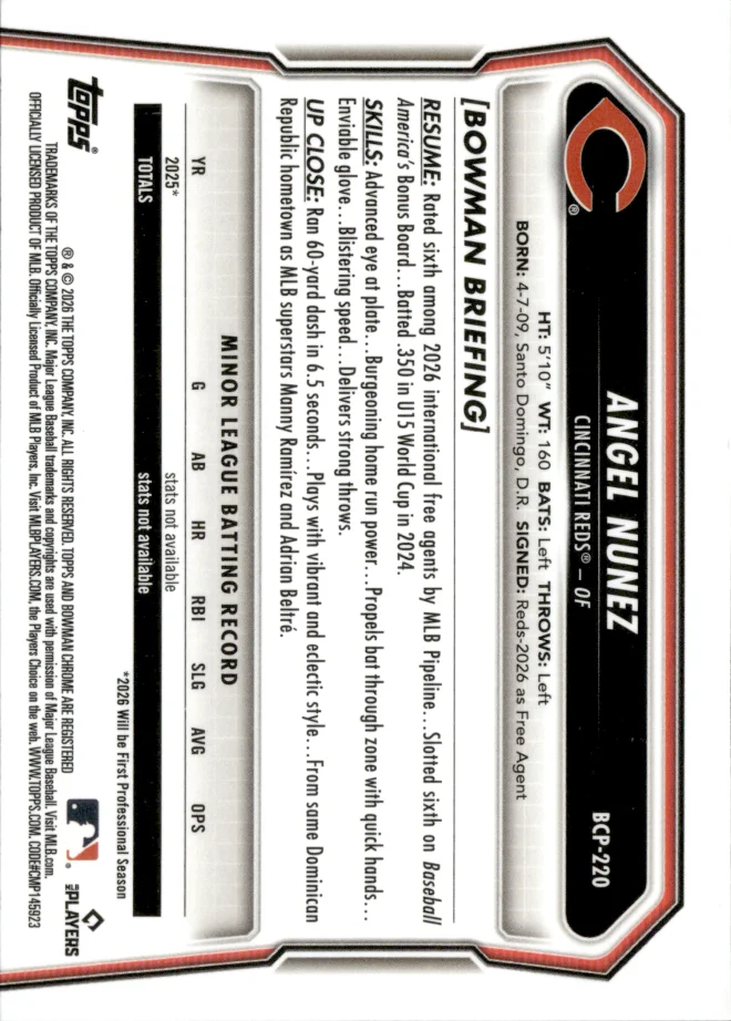 Angel Nunez card back