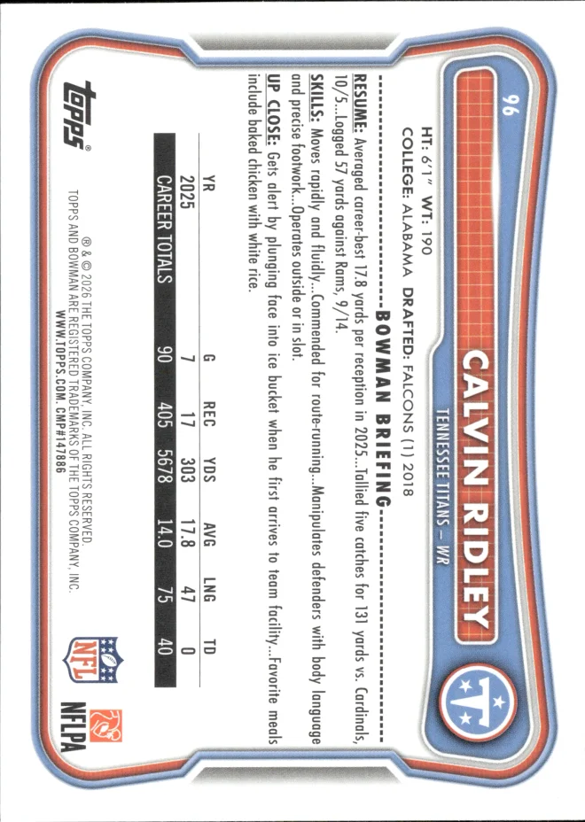 Calvin Ridley card back