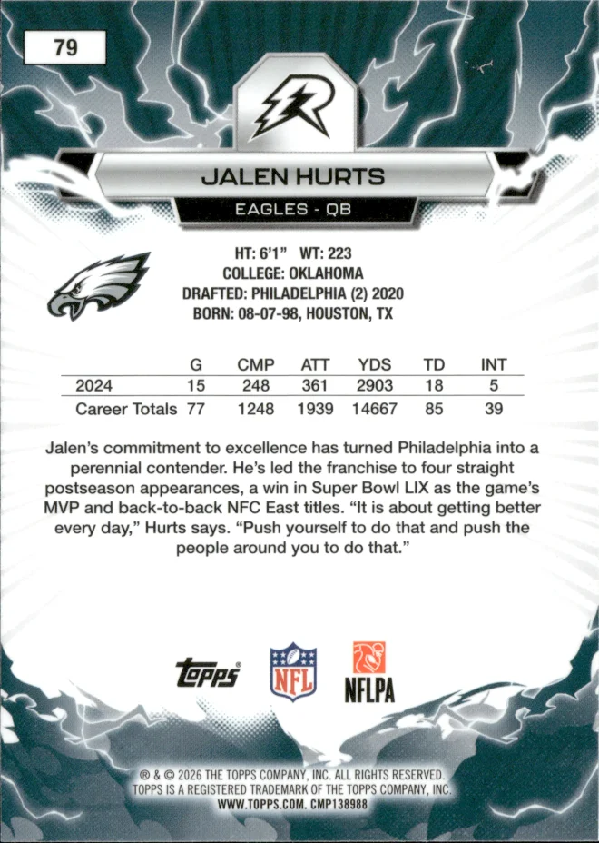 Jalen Hurts card back