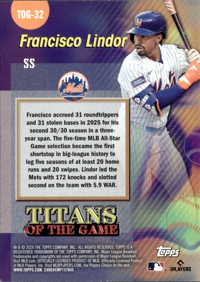 Francisco Lindor card back