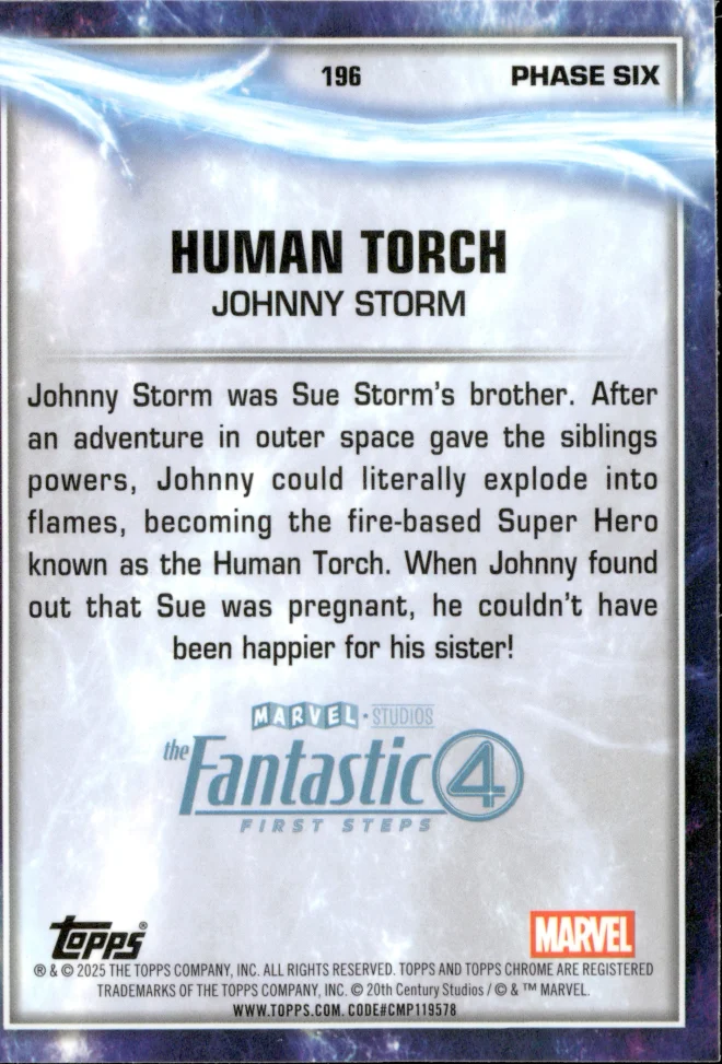 Johnny Storm card back
