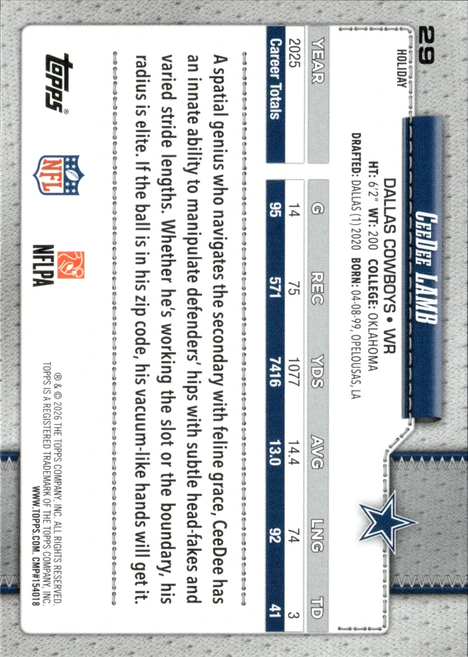 CeeDee Lamb card back