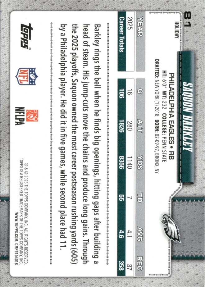 Saquon Barkley card back