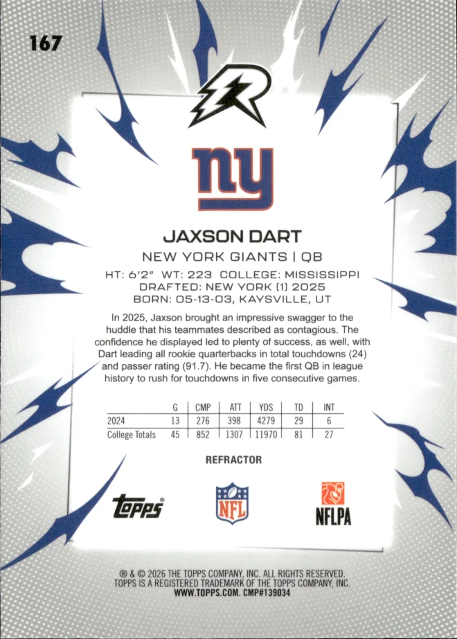 Jaxson Dart card back