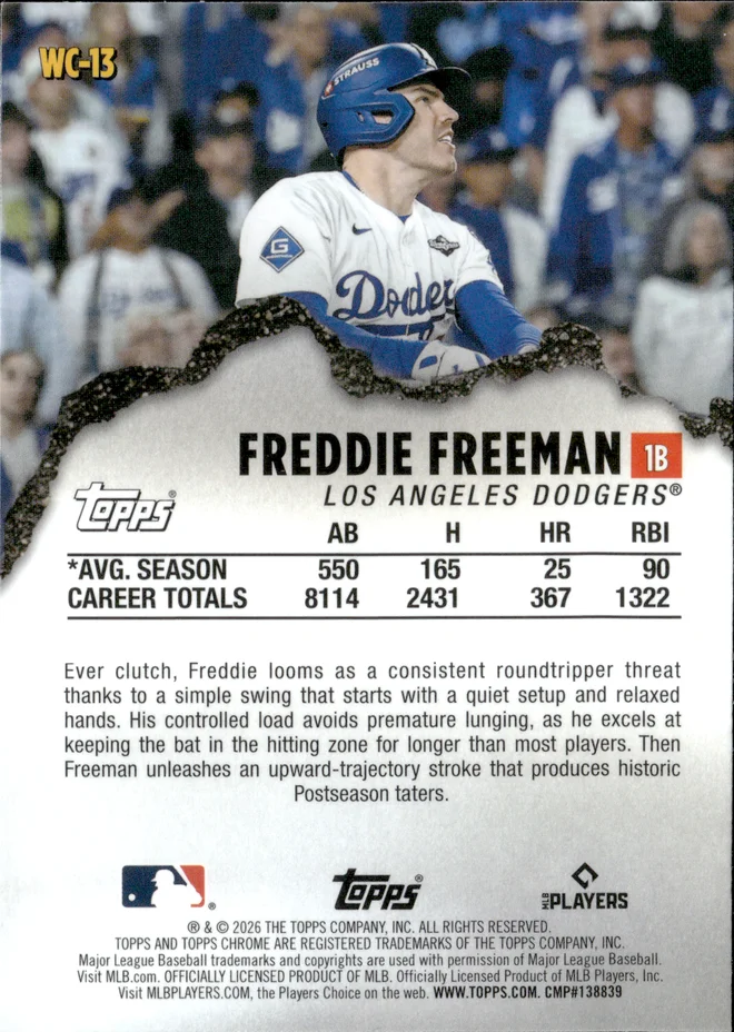 Freddie Freeman card back