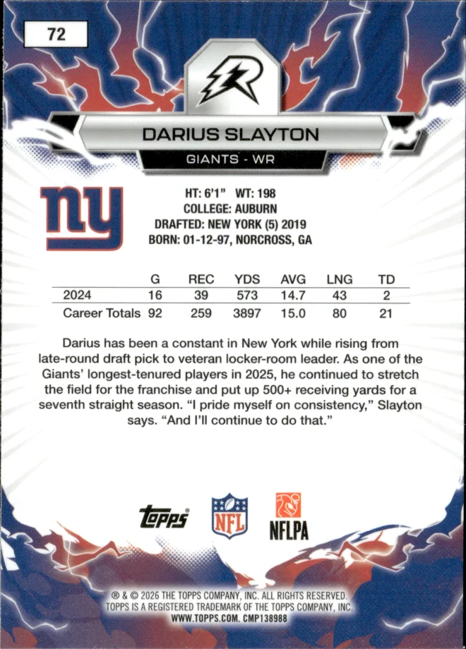 Darius Slayton card back
