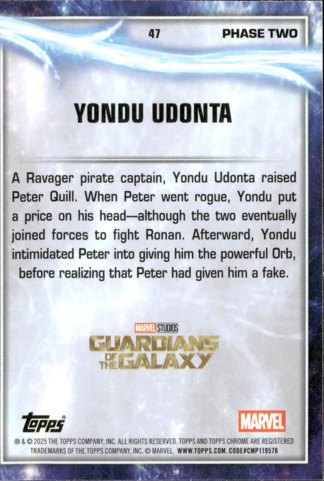 Yondu Udonta card back