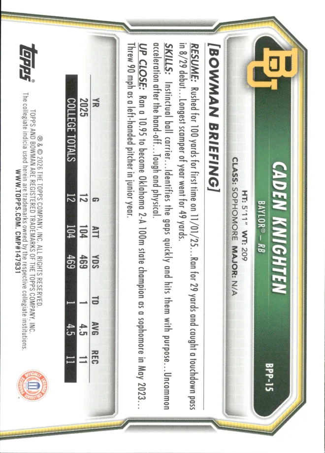 Caden Knighten card back