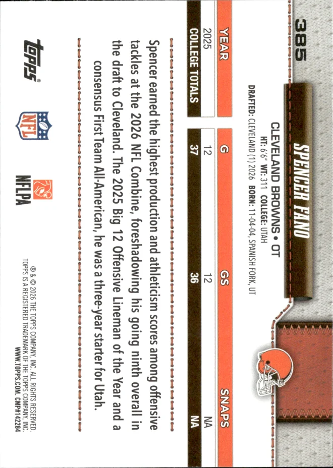 Spencer Fano card back