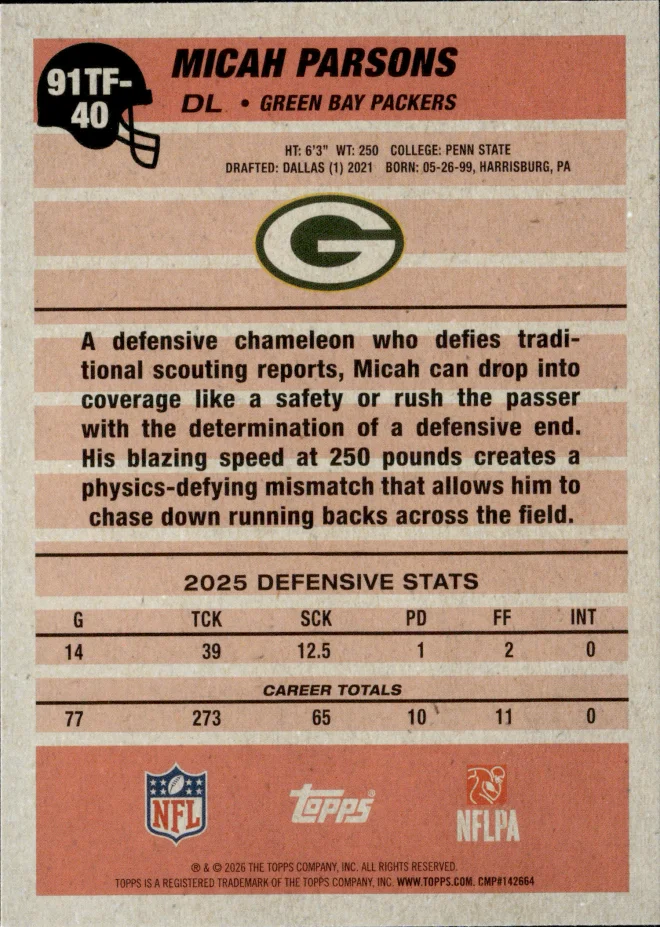Micah Parsons card back