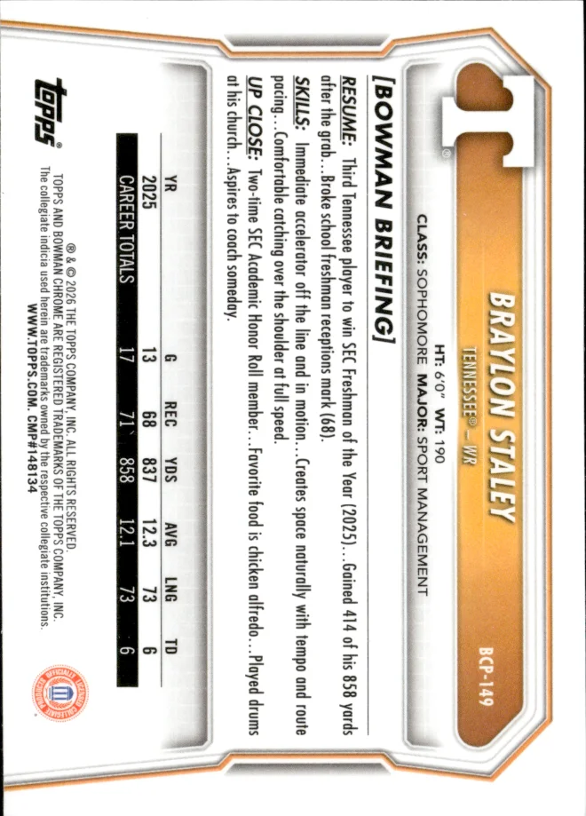 Braylon Staley card back