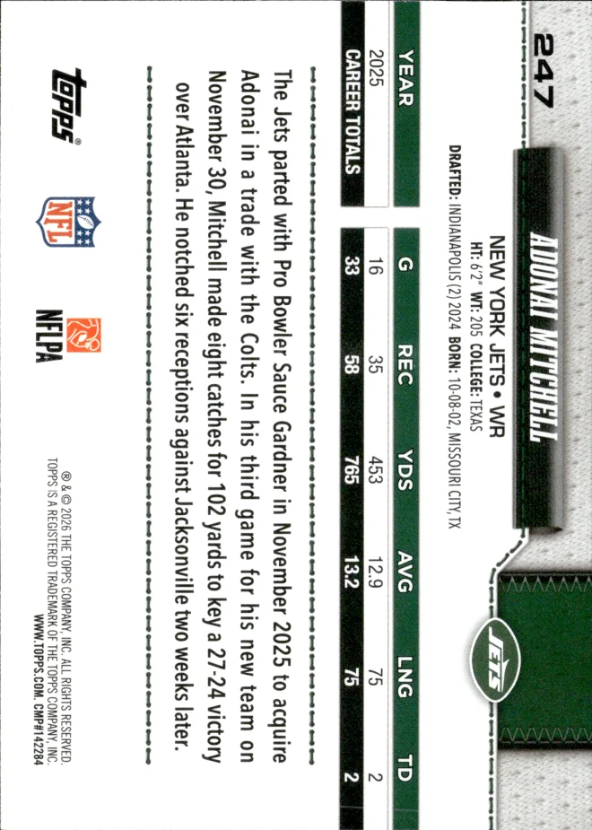 Adonai Mitchell card back