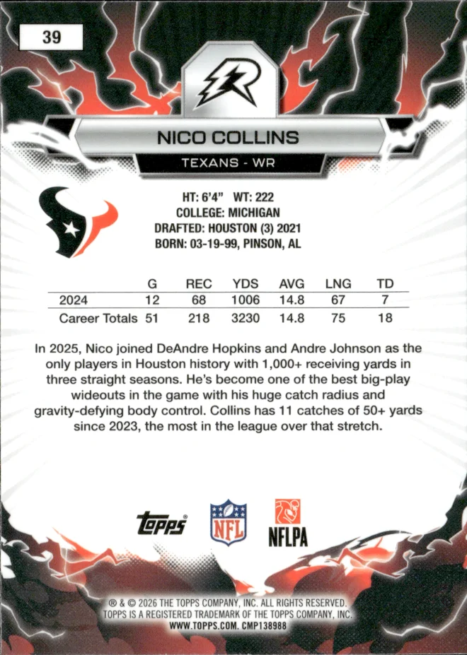 Nico Collins card back
