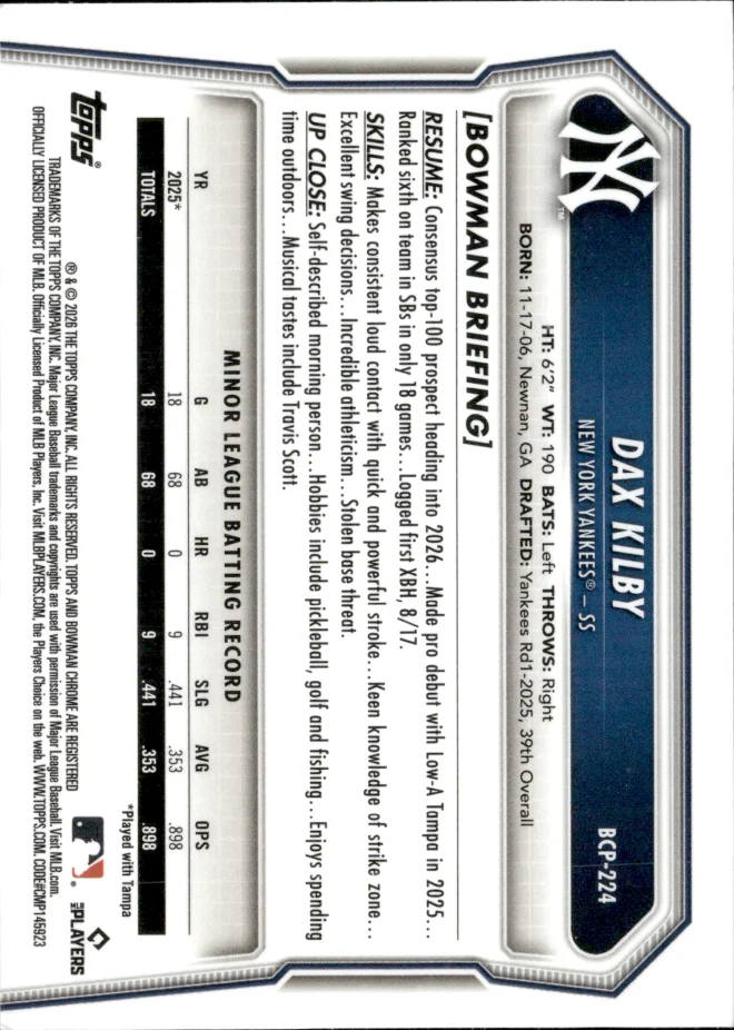 Dax Kilby card back