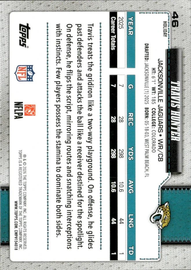 Travis Hunter card back