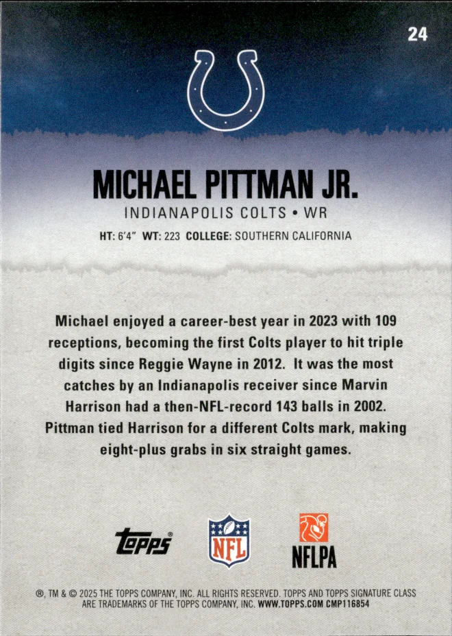 Michael Pittman Jr. card back