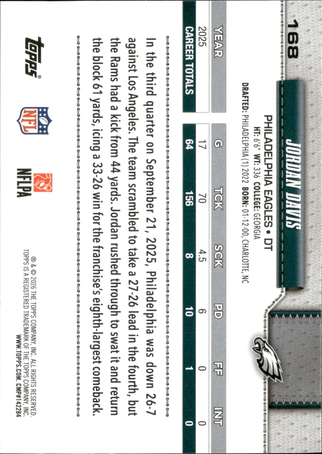 Jordan Davis card back
